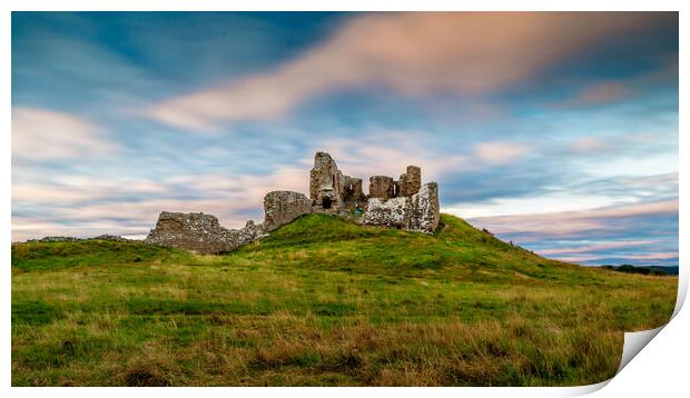 Sunrise over Duffus Castle Print by John Frid