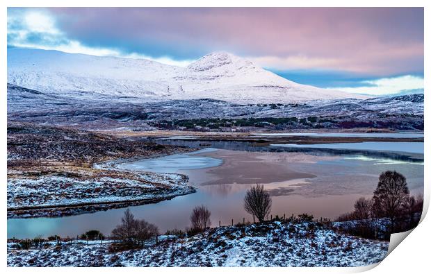 Loch Achanalt in winter Print by John Frid