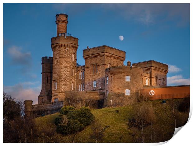Last Light on Inverness Castle Print by John Frid