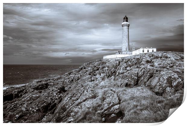 Ardnamurchan Lighthouse in Mono Print by John Frid