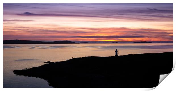 Rhue Lighthouse and Sunset over the Summer Isles Print by John Frid