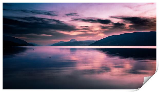 Sunset over Loch Ness from Dores Beach Print by John Frid