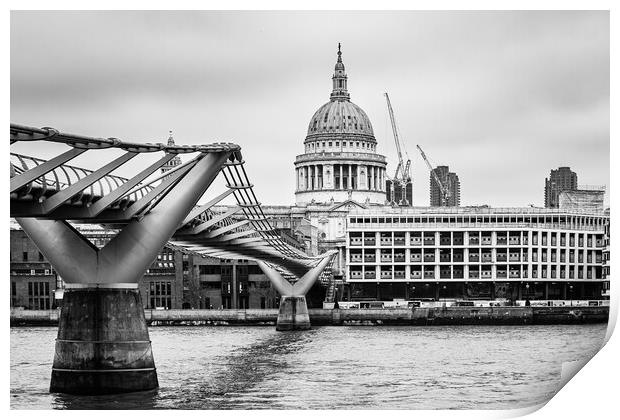 The Millenium Bridge and St Paul's Cathedral panor Print by John Frid