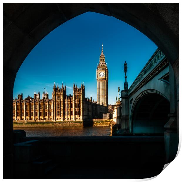 Houses of Parliament and Westminster Bridge Print by John Frid