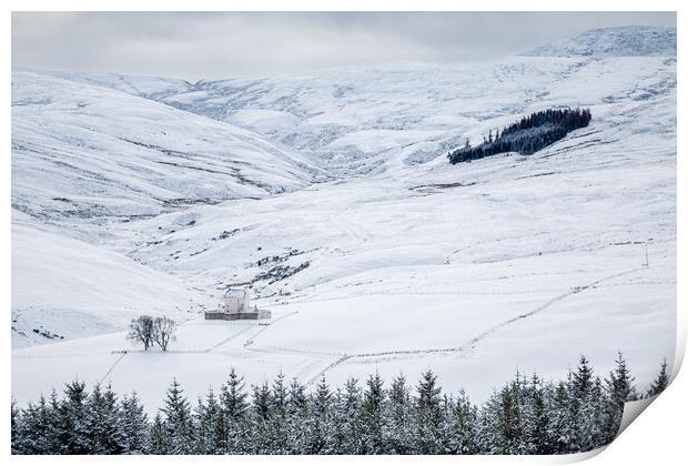 Corgarff Castle and Winter Snow Print by John Frid