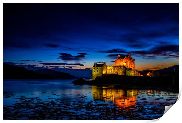 Majestic Eilean Donan Castle at Sunset Print by John Frid
