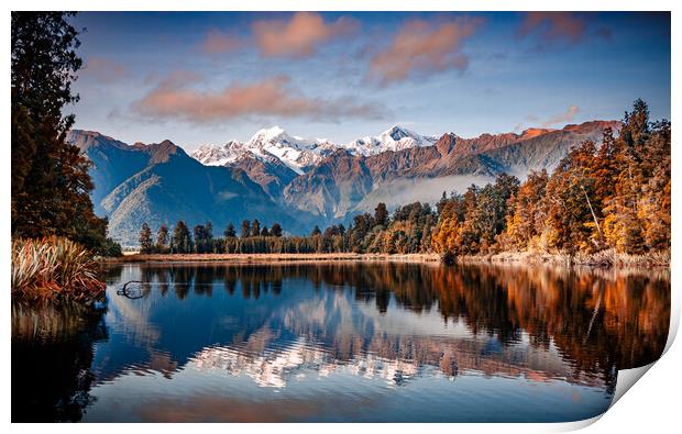 Lake Matheson New Zealand Print by John Frid