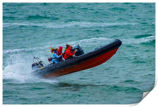 Thrilling Rib Boat Ride in Elberry Cove Print by Paul F Prestidge