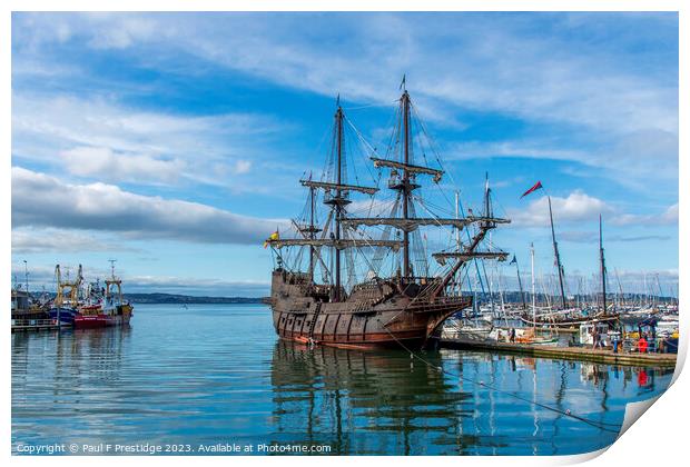 Majestic Spanish Galleon at Brixham Print by Paul F Prestidge