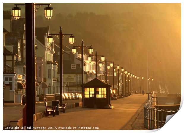Dawn at Sidmouth Esplanade, Devon Print by Paul F Prestidge