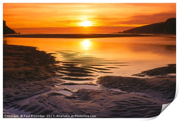 Wonwell Beach Sunset Print by Paul F Prestidge