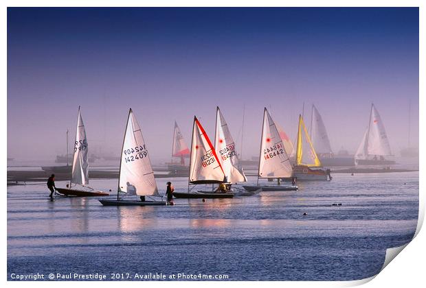 Dinghies in the Mist in the Exe Estuary Print by Paul F Prestidge