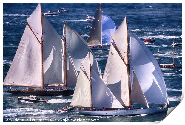 Majestic J Class Yachts Racing in the Solent Print by Paul F Prestidge