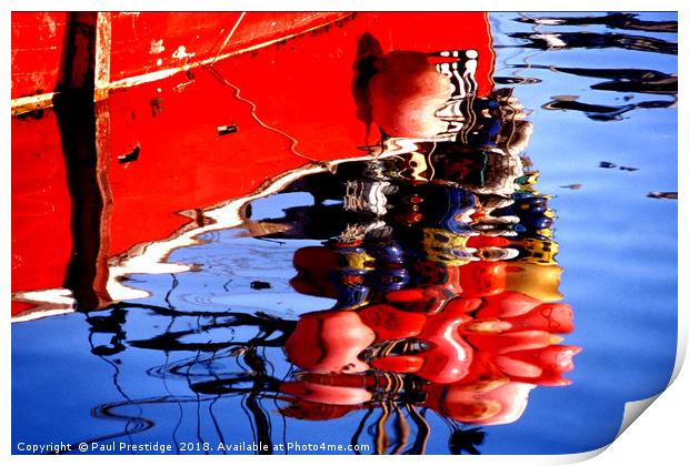 Reflections Mevagissey Harbour  Print by Paul F Prestidge