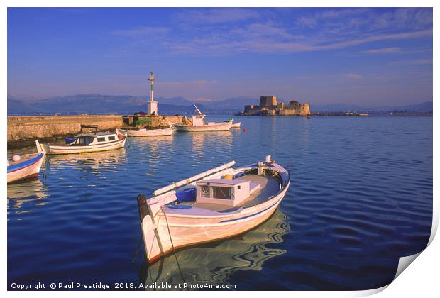 The Harbour at Nafplio, Greece Print by Paul F Prestidge