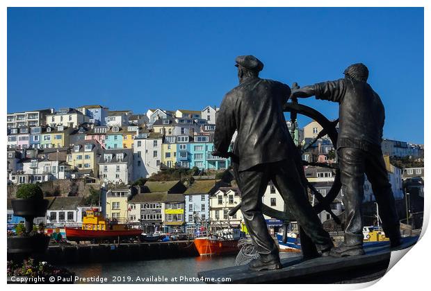 The Man and Boy Statue in Brixham                  Print by Paul F Prestidge