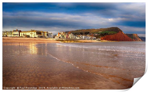 Sidmouth from the Beach  in the Early Morning Print by Paul F Prestidge