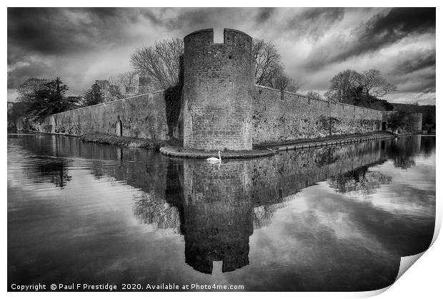 The Bisop's Palace Walls and Moat at Wells Print by Paul F Prestidge