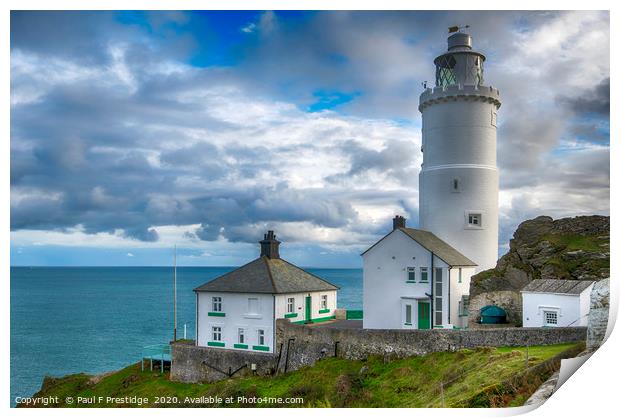 The Lighthouse and Buildings at Start Point, Devon Print by Paul F Prestidge