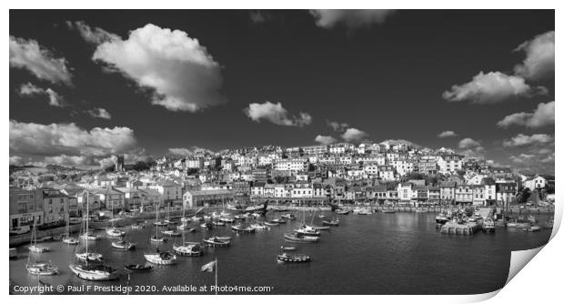 Brixham Harbour in September Mono Print by Paul F Prestidge