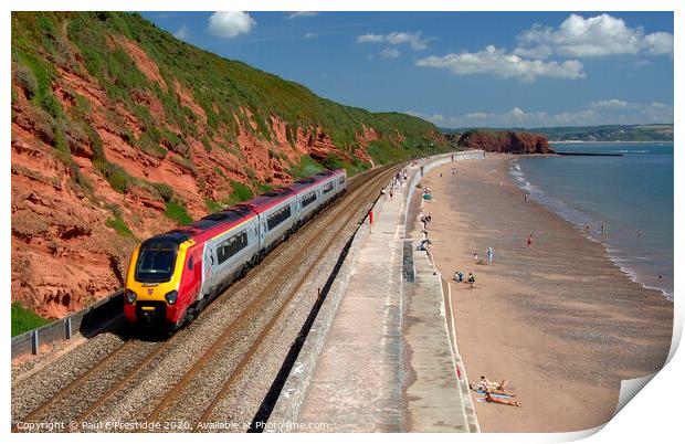 Train Passing Dawlish Beach, Devon Print by Paul F Prestidge