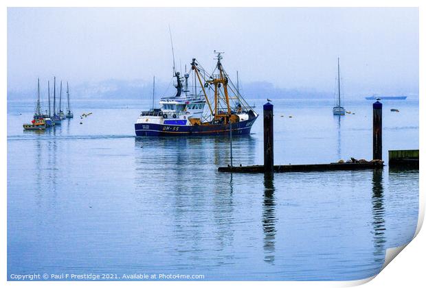 Trawler in the Mist  Print by Paul F Prestidge