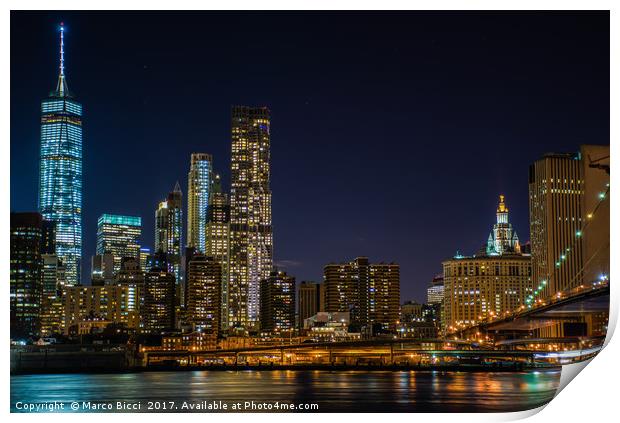 Night view of New York City Print by Marco Bicci