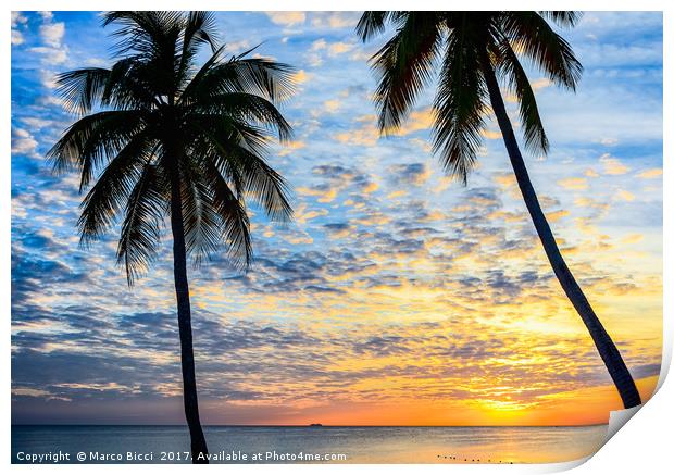 Caribbean sunset  Print by Marco Bicci