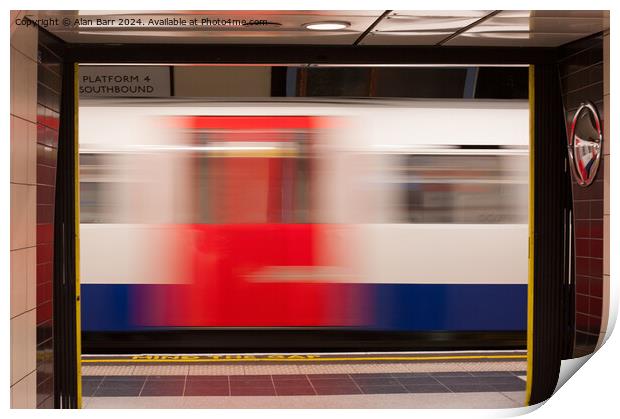 Speeding London Underground Train Print by Alan Barr