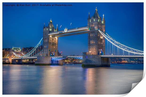 Tower Bridge in the Evening London Skyline Print by Alan Barr