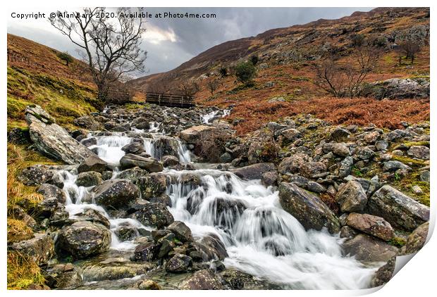 Lake District Cumbrian Mountain Stream Print by Alan Barr