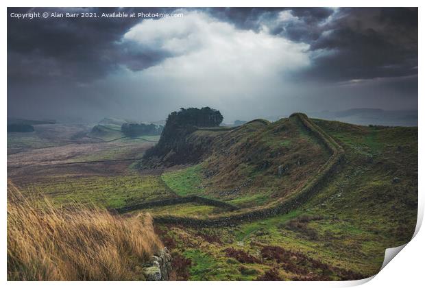 Storm Clouds Over Cuddy’s Crag on Hadrian's Wall Print by Alan Barr