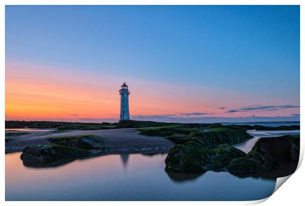 New Brighton Lighthouse Sunset Print by Graham Morris