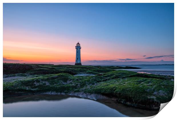 New Brighton Lighthouse Sunset Print by Graham Morris