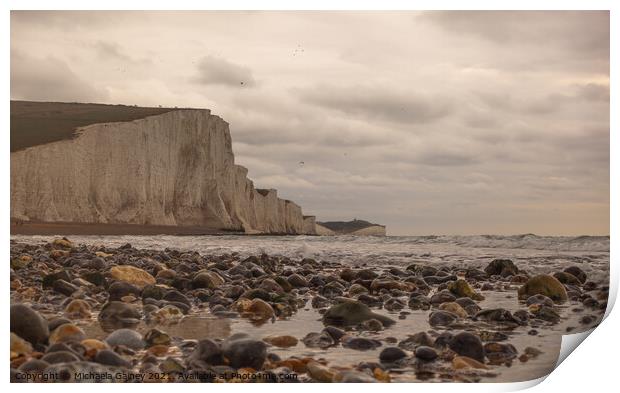 The Seven Sisters, Sussex, England, UK Print by Michaela Gainey