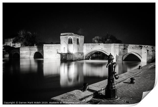 St Ives Bridge (Black & White) Print by Darren Mark Walsh