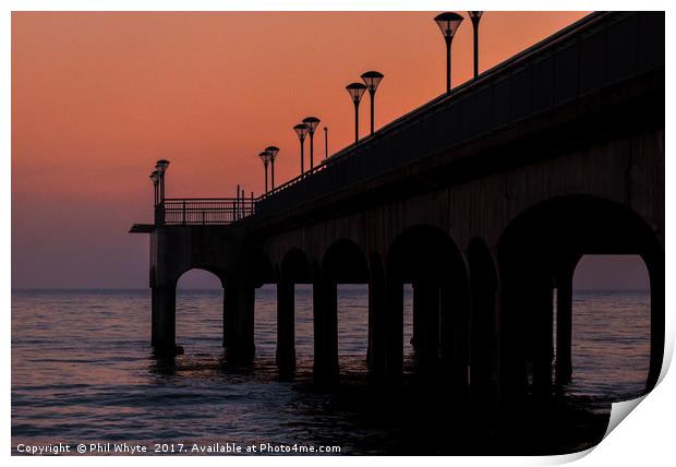 Boscombe Pier at dusk Print by Phil Whyte