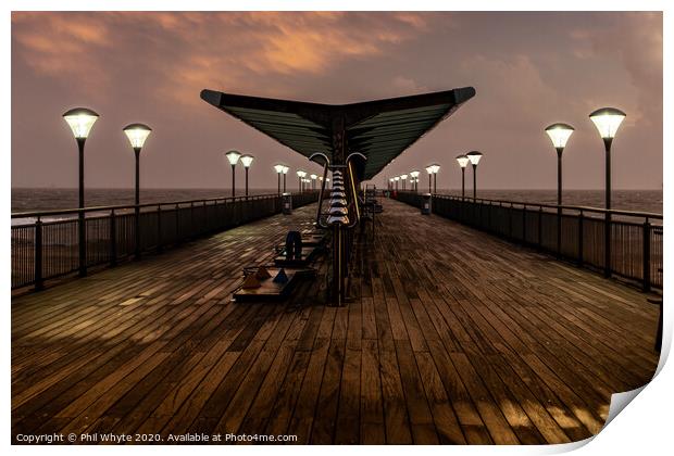 Boscombe Pier on a Stormy Evening Print by Phil Whyte