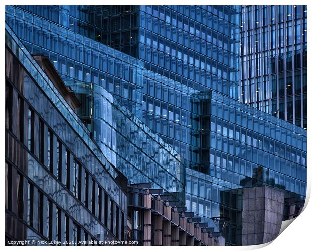 Abstract glass building city of London Print by Nick Lukey