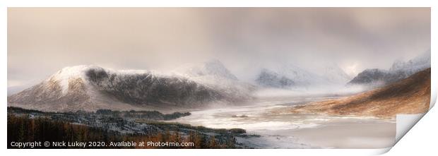 Scottish highlands in winter Print by Nick Lukey