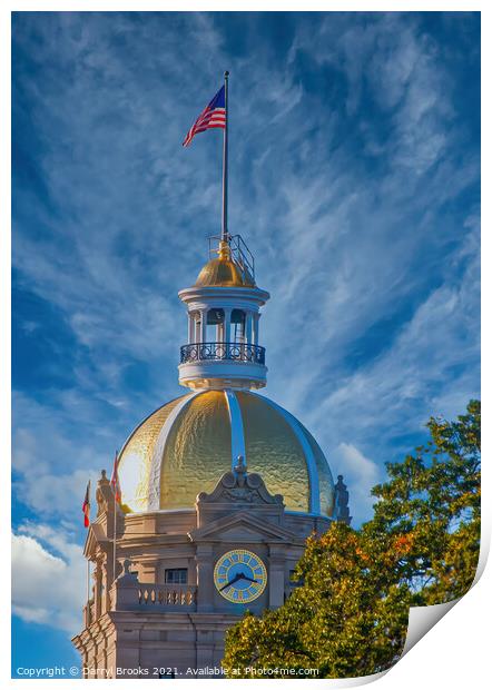 Gold Domed Clock Tower on City Hall Print by Darryl Brooks