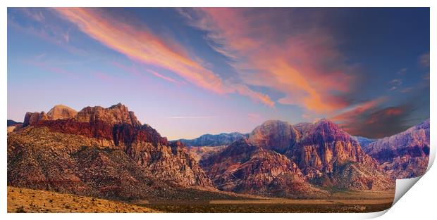 Bands of Colored Mountains in Red Rock Canyon Print by Darryl Brooks