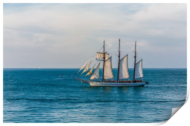 Three Masted Sailboat off Key West Print by Darryl Brooks