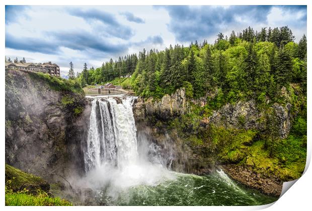Snoqualmie Falls and Lodge in Summer Print by Darryl Brooks