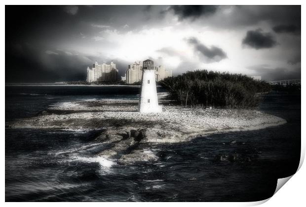 Bahamas Lighthouse with Resort Print by Darryl Brooks