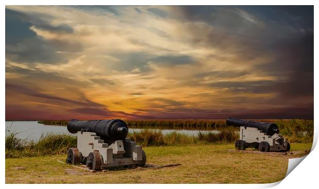 Cannons at Sunset Print by Darryl Brooks