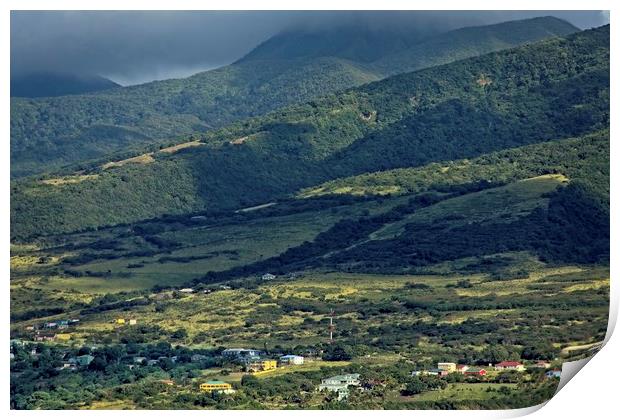 Green Hills of St Kitts from the Sea Print by Darryl Brooks
