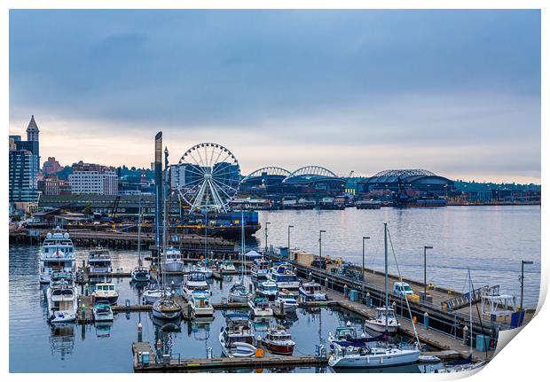 Early Morning on Seattle Waterfront Print by Darryl Brooks