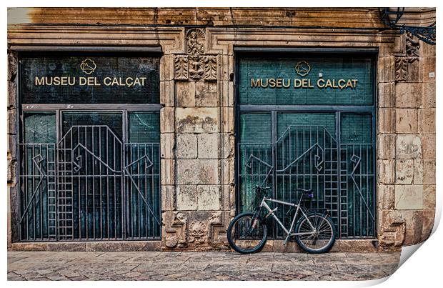 Bike Against Museu Del Calcat Print by Darryl Brooks