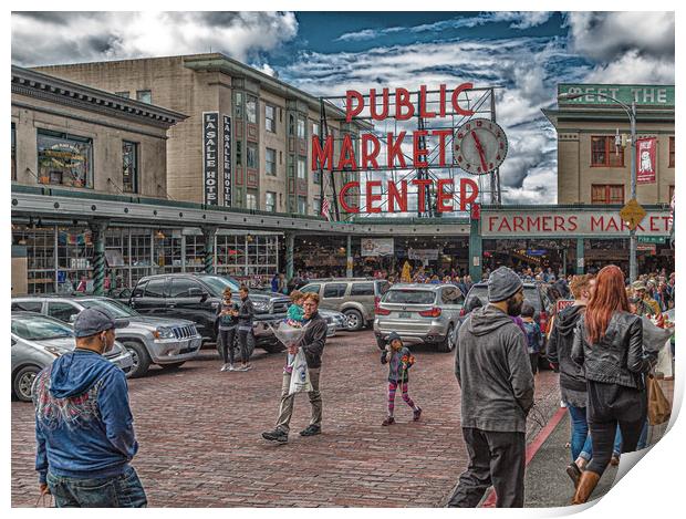 Families at Pike Place Market Print by Darryl Brooks